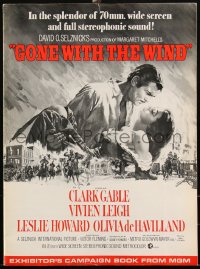 2f0258 GONE WITH THE WIND pressbook R1967 art of Clark Gable & Vivien Leigh over burning Atlanta!