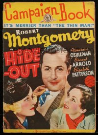 2f0267 HIDE-OUT pressbook 1934 gangster Robert Montgomery, Maureen O'Sullivan, Patterson, ultra rare!