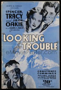 2f0289 LOOKING FOR TROUBLE pressbook 1934 Spencer Tracy, Jack Oakie, William Wellman, ultra rare!