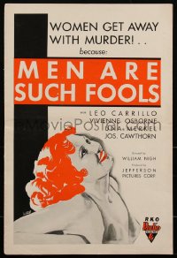 2f0303 MEN ARE SUCH FOOLS pressbook 1932 women get away with murder, sexy Vivien Osborne, very rare!