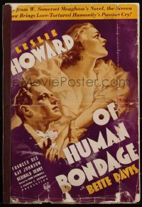 2f0319 OF HUMAN BONDAGE pressbook 1934 great images of Leslie Howard & Bette Davis, ultra rare!