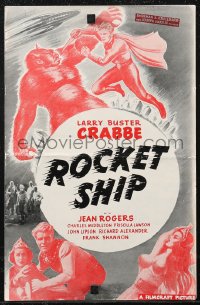 2f0429 ROCKET SHIP pressbook R1950 re-release of 1936's Flash Gordon with Buster Crabbe!