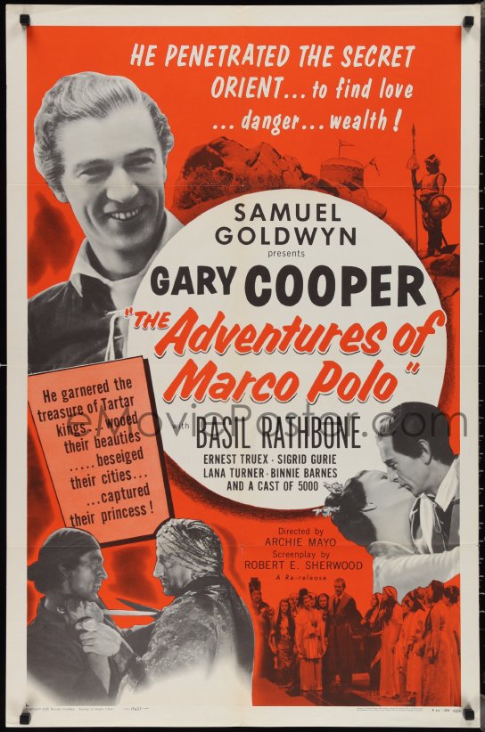 2f0673 ADVENTURES OF MARCO POLO 1sh R1954 Gary Cooper Basil