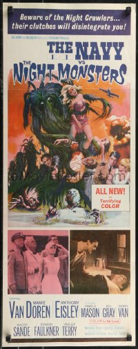 2g0991 NAVY VS THE NIGHT MONSTERS insert 1966 art of sexy Mamie Van Doren in peril, ultra rare!