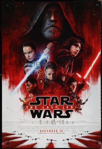 2g1247 LAST JEDI advance DS 1sh 2017 Star Wars, incredible sci-fi image of Hamill, Driver & Ridley!