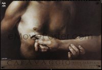 2g0683 CARAVAGGIO Polish 26x38 1986 Derek Jarman directed, wild Walkuski art man w/hole in abdomen!