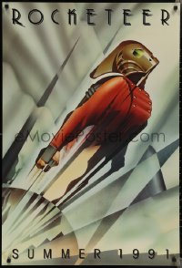 2g1379 ROCKETEER teaser 1sh 1991 Disney, vintage deco-style Mattos art of him soaring into sky!