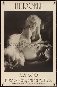 2g0549 HURRELL ART EXPO 26x40 museum/art exhibition 1980 Jean Harlow portrait on bear skin rug!