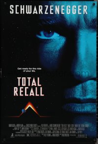 2g1458 TOTAL RECALL 1sh 1990 Paul Verhoeven directed, huge close-up of Arnold Schwarzenegger!