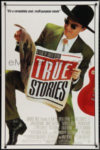 2g1468 TRUE STORIES 1sh 1986 giant image of star & director David Byrne reading newspaper!