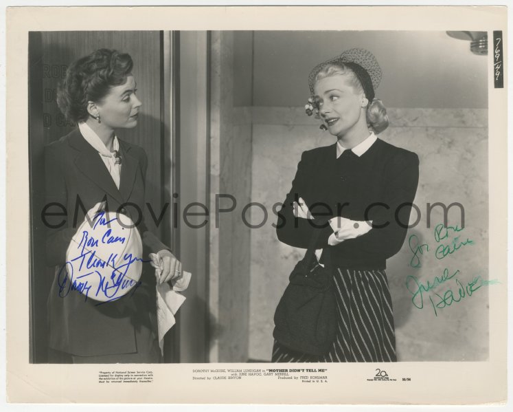 2h0892 Mother Didn T Tell Me Signed 8x10 25 Still 1950 By Both Dorothy Mcguire