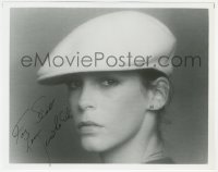 2j0275 JAMIE LEE CURTIS signed 8x10 REPRO still 1980s super close portrait wearing cool cap!