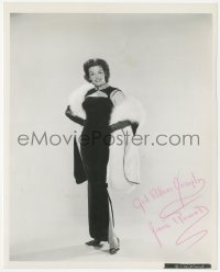 2j0277 JANE RUSSELL signed 8x10 REPRO still 1980s full-length in sexy velvet gown with fur boa!