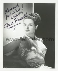 2j0278 JANE RUSSELL signed 8x10 REPRO still 1980s sexy studio portrait in metallic halter top dress!