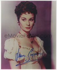 2j0281 JEAN SIMMONS signed 8x10 REPRO color photo 1990s sexy close portrait wearing low-cut dress!