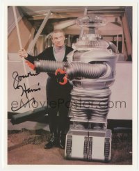 2j0131 JONATHAN HARRIS signed color 8x10 REPRO photo 1980s as Dr. Smith w/ robot from Lost in Space!