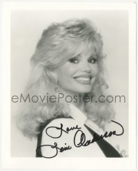 2j0304 LONI ANDERSON signed 8x10 REPRO still 1990s sexy head & shoulders portrait smiling big!