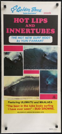 2j0892 HOT LIPS & INNERTUBES Aust daybill 1970s Yuri Farrant Australian surfing documentary!