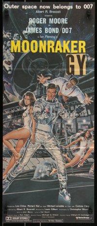 2j0893 MOONRAKER Aust daybill 1979 Roger Moore as James Bond by Goozee, no border design!