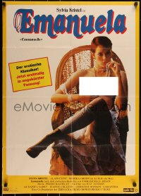 2j0886 EMMANUELLE German R1978 sexy Sylvia Kristel sitting half-naked in chair!