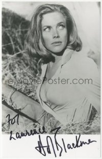 2j0101 HONOR BLACKMAN signed 4x6 REPRO photo 1980s sexy close up as Pussy Galore in Goldfinger!