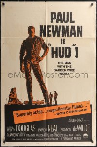 2j1097 HUD 1sh 1963 Mitchell Hooks art of Paul Newman as the man with the barbed wire soul!