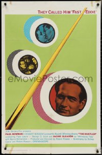 2j1099 HUSTLER 1sh R1964 Paul Newman, completely different with pool cue & images in balls!