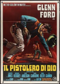 2j0524 HEAVEN WITH A GUN Italian 1p 1969 cool different art of cowboy Glenn Ford in gunfight!