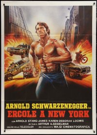 2j0526 HERCULES IN NEW YORK Italian 1p 1986 Crovato art of barechested Schwarzenegger in 1st movie!