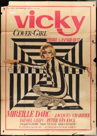 2j0618 LIVING IT UP Italian 2p 1966 Tarantelli art of sexy Mireille Darc as Vicky: Cover-Girl, rare!