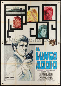 2j0619 LONG GOODBYE Italian 2p 1974 Elliott Gould as Philip Marlowe, best art by Tino Avelli & Fair!