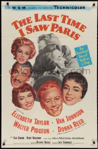 2j1128 LAST TIME I SAW PARIS 1sh 1954 Elizabeth Taylor, Van Johnson, Walter Pidgeon, Donna Reed!