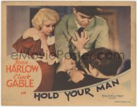 2j1444 HOLD YOUR MAN LC 1933 scared Jean Harlow watches young Clark Gable beat up guy, very rare!