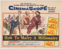 2j1324 HOW TO MARRY A MILLIONAIRE TC 1953 art of sexy Marilyn Monroe, Betty Grable & Lauren Bacall!