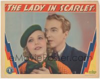 2j1461 LADY IN SCARLET LC 1935 romantic c/u of James Bush & pretty Claudia Dell, murder mystery!