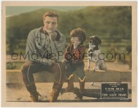 2j1462 LAST TRAIL LC 1927 young Jerry Madden mimics Tom Mix on fence post with cute dog beside them!