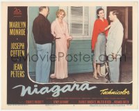 2j1502 NIAGARA LC #3 1953 sexy Marilyn Monroe looks dazed in nightgown, Jean Peters!