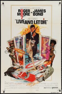 2j1134 LIVE & LET DIE West Hemi 1sh 1973 Robert McGinnis art of Roger Moore as James Bond!