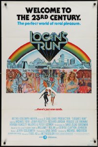 2j1137 LOGAN'S RUN 1sh 1976 art of Michael York & Jenny Agutter running away by Charles Moll!