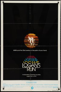 2j1138 LOGAN'S RUN advance 1sh 1976 art of Michael York & Jenny Agutter on black background!