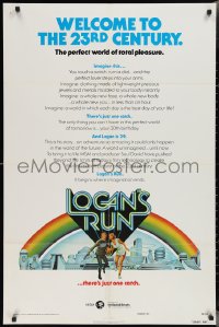 2j1139 LOGAN'S RUN advance 1sh 1976 art of Michael York & Jenny Agutter on white background!