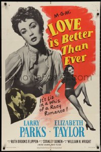 2j1143 LOVE IS BETTER THAN EVER 1sh 1952 Larry Parks + 3 great images of sexy Elizabeth Taylor!