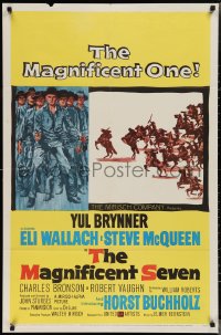 2j1146 MAGNIFICENT SEVEN 1sh 1960 Yul Brynner, Steve McQueen, Sturges 7 Samurai cowboy remake!