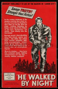 2j0705 HE WALKED BY NIGHT pressbook 1948 art of Richard Basehart looming over Los Angeles, rare!