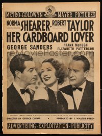 2j0706 HER CARDBOARD LOVER pressbook 1942 Norma Shearer, Robert Taylor & George Sanders, very rare!