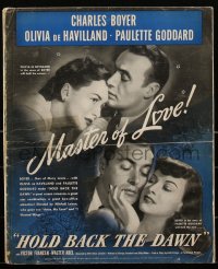 2j0708 HOLD BACK THE DAWN pressbook 1941 Charles Boyer, Paulette Goddard, Olivia de Havilland, rare!