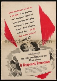 2j0716 IT HAPPENED TOMORROW pressbook 1944 Dick Powell, Linda Darnell, Jack Oakie, Rene Clair, rare!