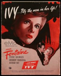 2j0717 IVY pressbook 1947 utterly EVIL bad girl Joan Fontaine, pity the men in her life, ultra rare!