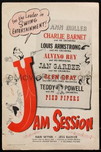 2j0718 JAM SESSION pressbook 1944 Ann Miller, Louis Armstrong, swing entertainment, ultra rare!