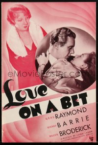 2j0730 LOVE ON A BET pressbook 1936 Gene Raymond, Wendy Barrie & Helen Broderick, ultra rare!